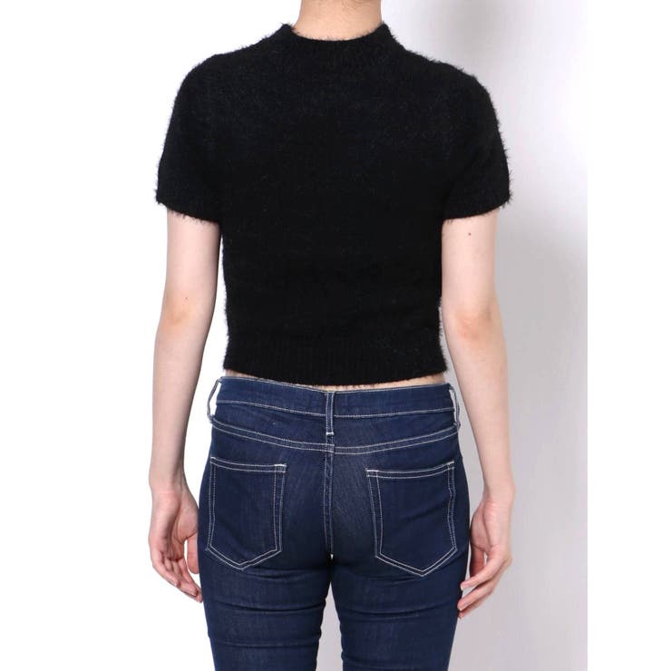 フロントOPENハーフスリーブシャギーニット TOPS[品番 フロントOPENハーフスリーブシャギーニット TOPS[品番