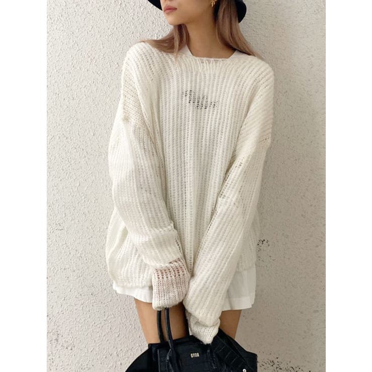 透かし編みニット TOPS[品番：MKSW0038428]｜GYDA（ジェイダ）のレディースファッション通販｜SHOPLIST（ショップリスト）