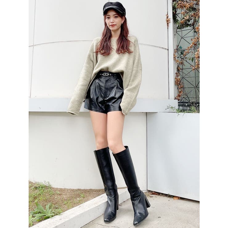 ウエストベルトフェイクレザーショーパン[品番：MKSW0040108]｜GYDA