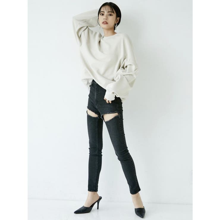 H/Wサイハイカットデザインデニムパンツ | GYDA | 詳細画像3 