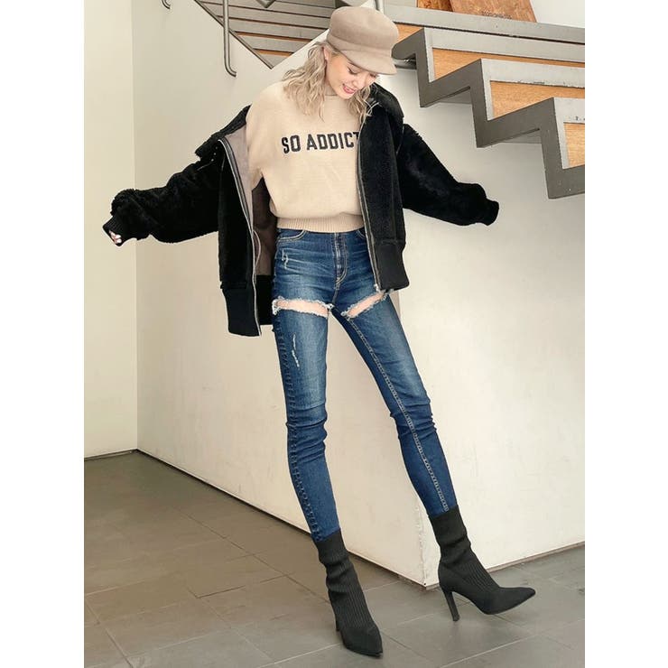 GYDA（ジェイダ）の「H/Wサイハイカットデザインデニムパンツ