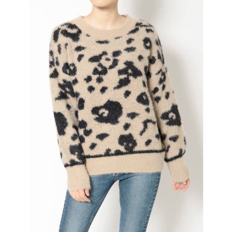 レオパードラインシャギーニットTOPS[品番：MKSW0040127]｜GYDA