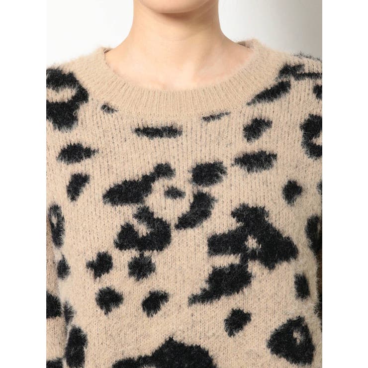 レオパードラインシャギーニットTOPS[品番：MKSW0040127]｜GYDA