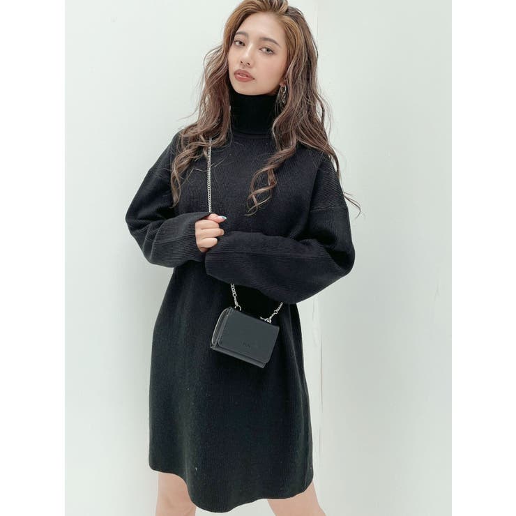 美品❣️23区ニットワンピース自由区組曲アンタイトルインディヴィジェイプレスICB タートルネックルーズ ニットワンピ[品番：MKSW0040725]｜GYDA