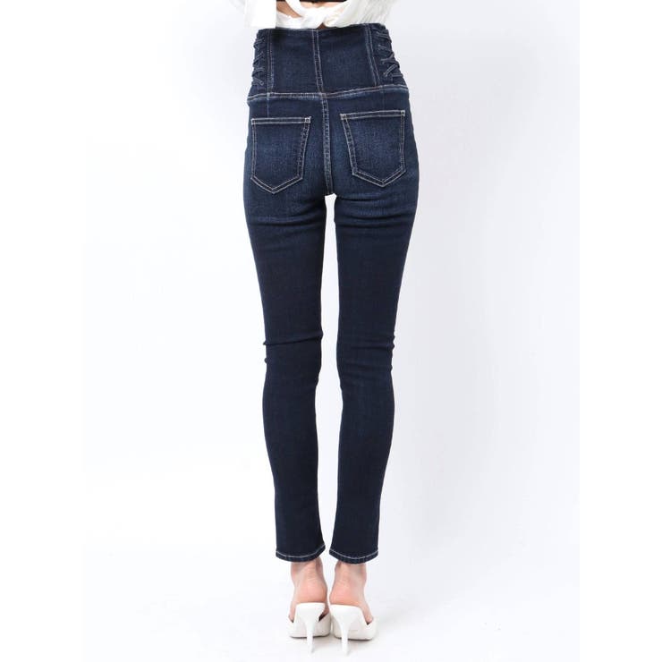 H/W ZIPサイドレースアップスキニーデニムパンツ[品番
