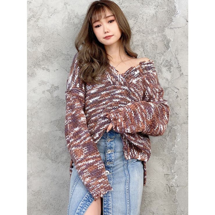 スペースダイヤーンVネックBIGニットTOPS[品番：MKSW0040756]｜GYDA（ジェイダ）のレディースファッション通販｜SHOPLIST（ショップリスト）