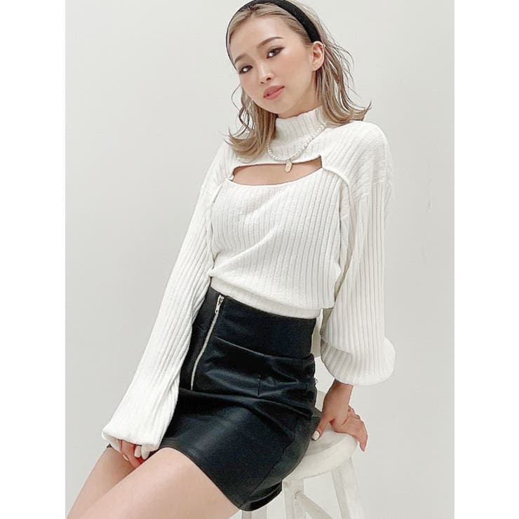GYDA バックオープン　ハイネックトップス GYDA バックオープンハイネックトップス