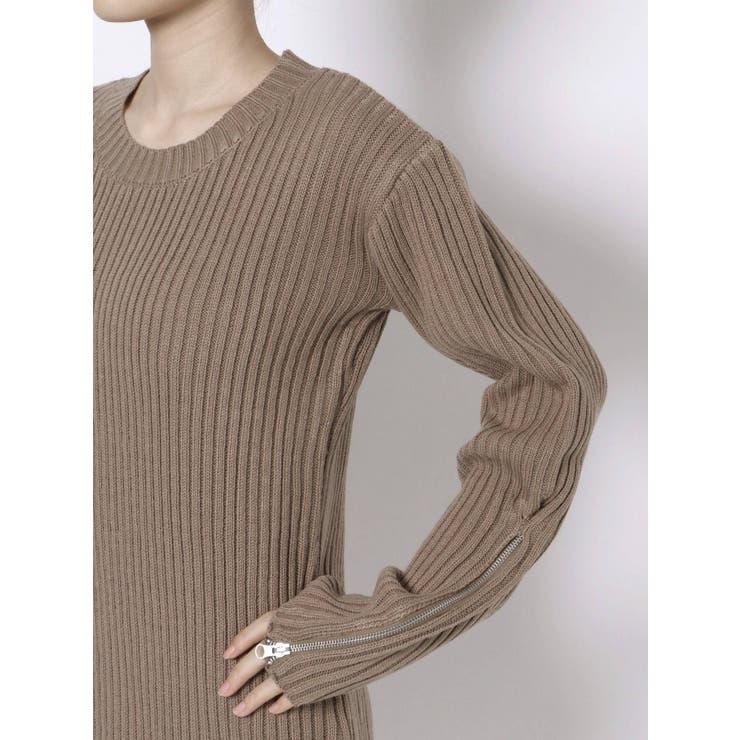 ZIPスリットLONG ニットワンピース[品番：MKSW0042253]｜GYDA