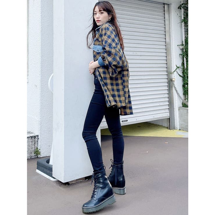 デニムドッキングチェックBIGシャツ[品番：MKSW0042591]｜GYDA