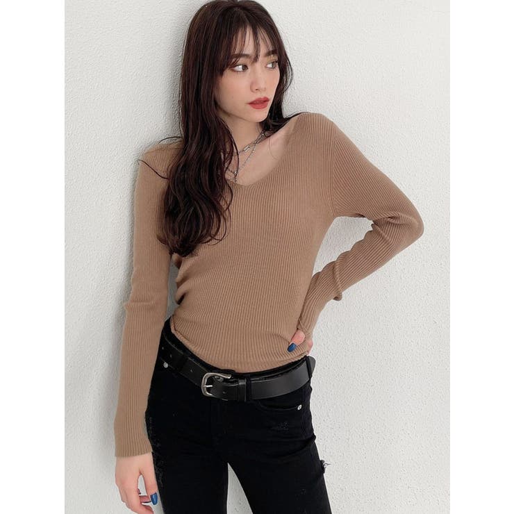 リブVネックニット TOPS[品番：MKSW0042255]｜GYDA（ジェイダ）の