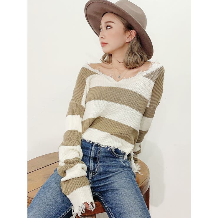 Vネックグラインダーニット TOPS[品番：MKSW0042596]｜GYDA（ジェイダ ）のレディースファッション通販｜SHOPLIST（ショップリスト）
