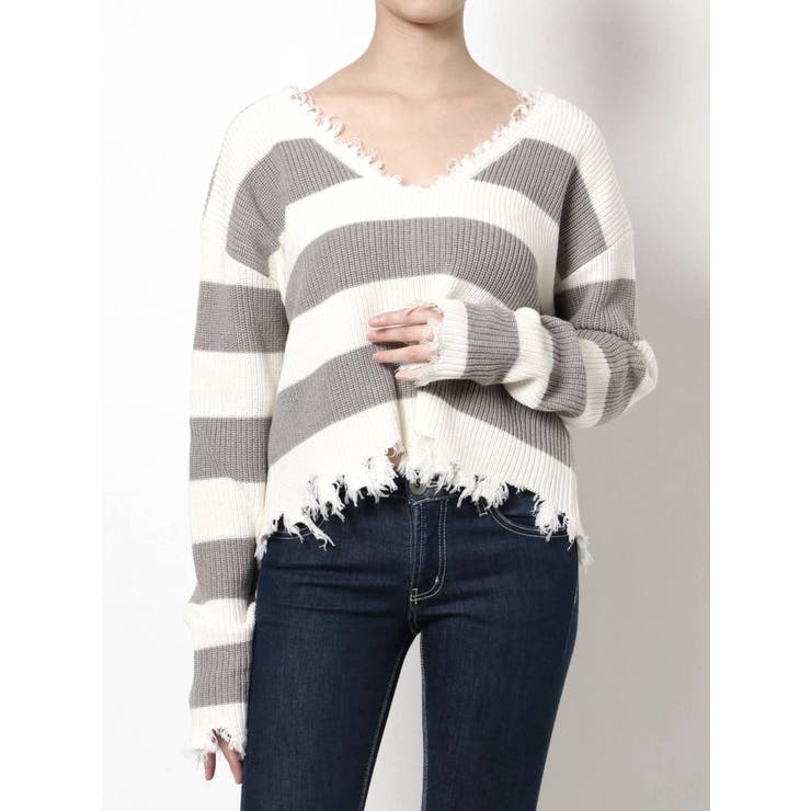 GYDA - GYDA Vネックグラインダーニットトップ Vネックグラインダーニット TOPS[品番：MKSW0042596]｜GYDA