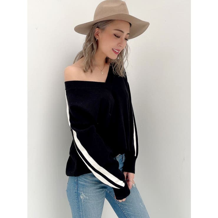 2WAY ラインニット TOPS[品番：MKSW0041810]｜GYDA（ジェイダ）のレディースファッション通販｜SHOPLIST（ショップリスト）