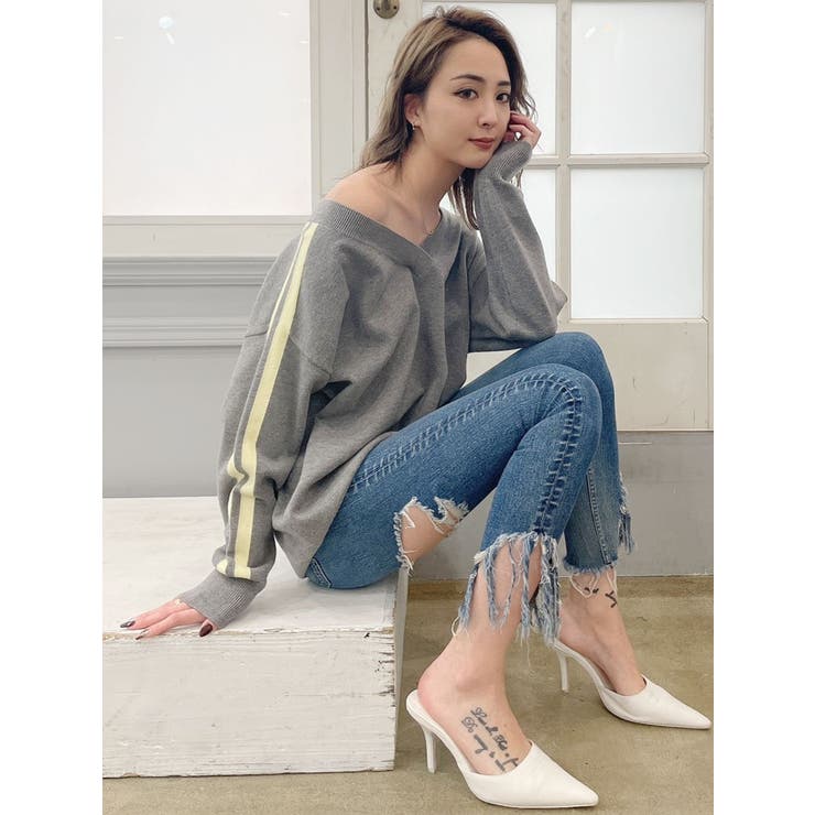 ☆新品未使用☆gypsohila V Neck Sweat Lightgray bfac3d83de08ee35ccb511b97faa31