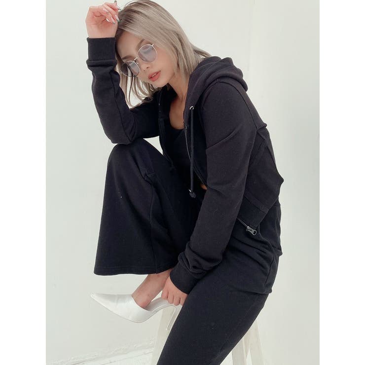 SETUP着用可】コルセットリブデザインZIP UP パーカー[品番