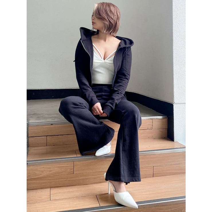 SETUP着用可】コルセットリブデザインZIP UP パーカー[品番