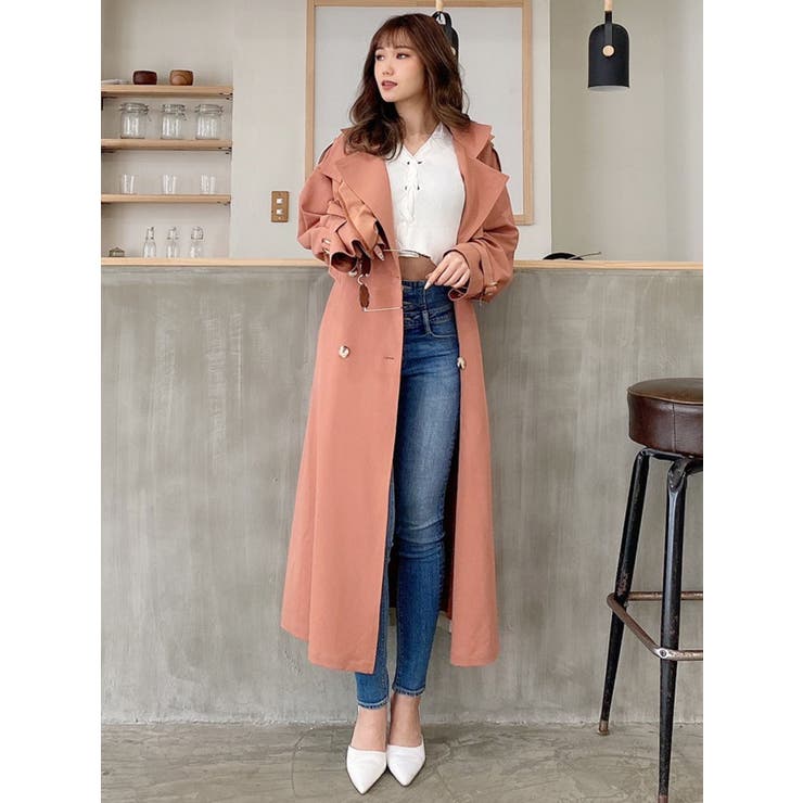 GYDA　mix material layer トレンチコート ホワイト mix material layer トレンチコート｜ジェイダ（GYDA
