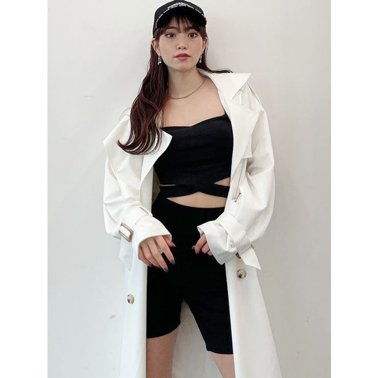 GYDAmix material layer トレンチコート ホワイト