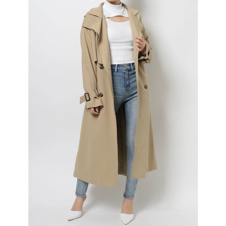 GYDA　mix material layer トレンチコート ホワイト GYDAmix material layer トレンチコート ホワイト