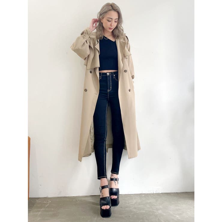 GYDA　mix material layer トレンチコート ホワイト GYDAmix material layer トレンチコート ホワイト