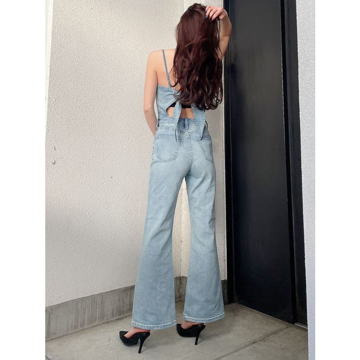BACKリボンデニムロンパース[品番：MKSW0058002]｜GYDA