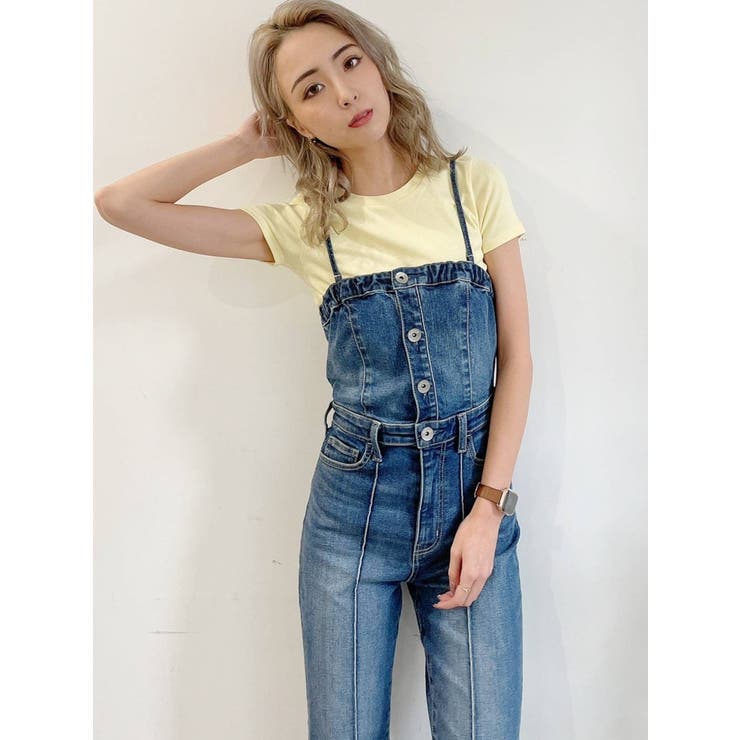 BACKリボンデニムロンパース[品番：MKSW0042985]｜GYDA