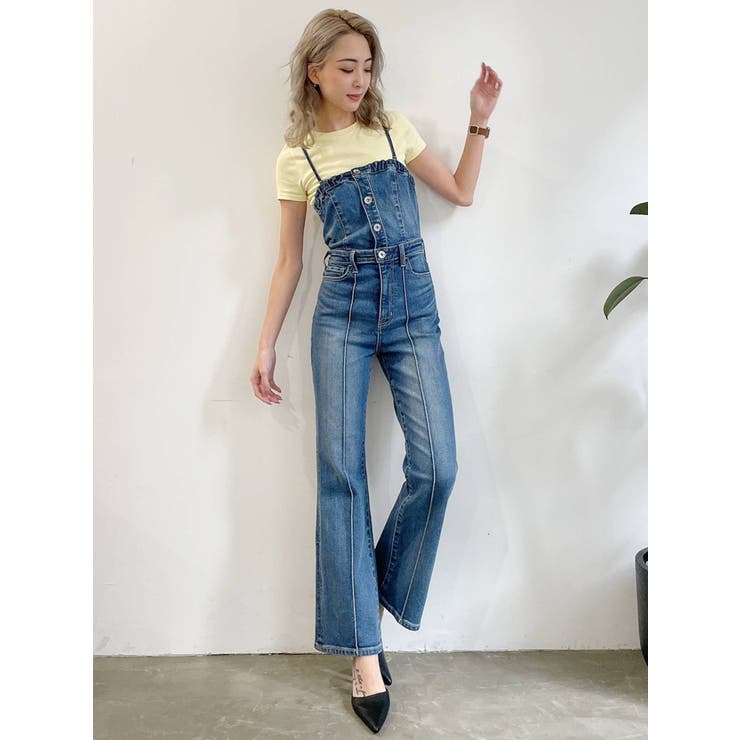 BACKリボンデニムロンパース[品番：MKSW0042985]｜GYDA