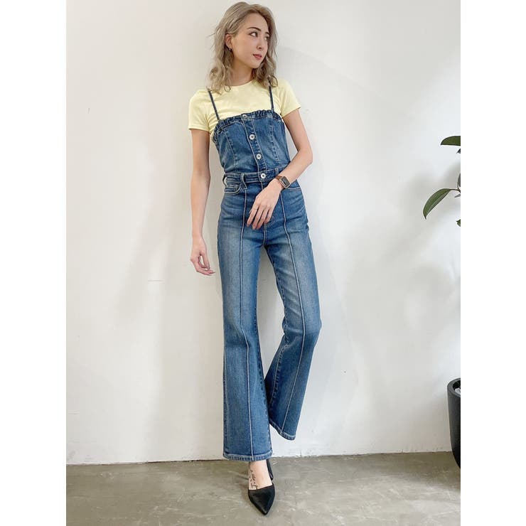 GYDA ロンパース　デニム　ベージュ　完売品 ジェイダ GYDA BACKリボンデニムロンパース （IDG