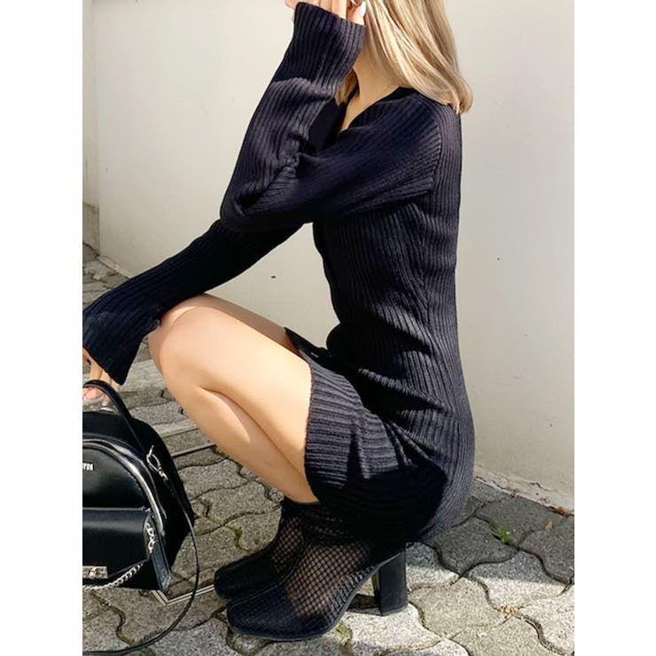 POLO collar タイトニット ワンピース[品番：MKSW0041922]｜GYDA