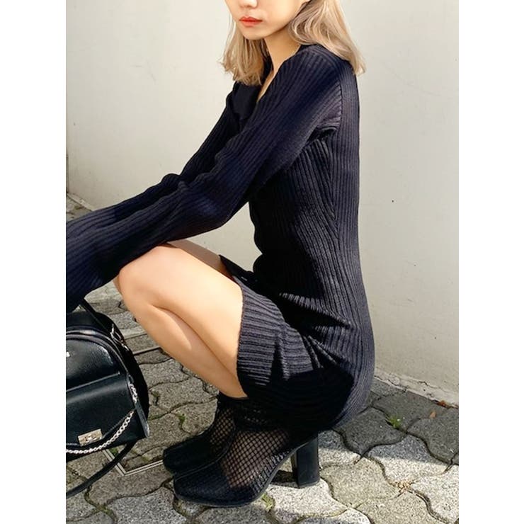 POLO collar タイトニット ワンピース[品番：MKSW0041922]｜GYDA