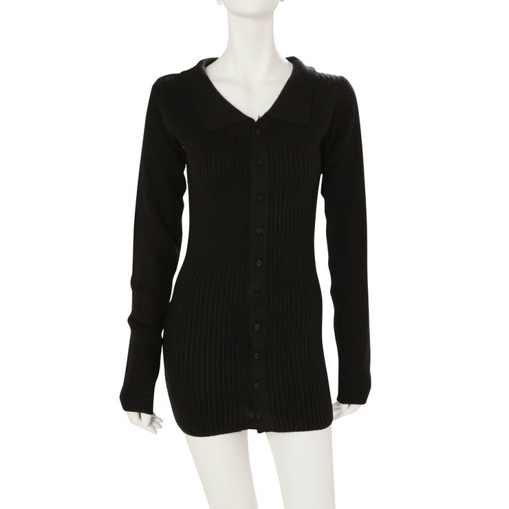 ❤︎GYDA POLOニットタイトワンピース❤︎ ジェイダ GYDA GYDA POLOニットタイトワンピース（ブラック