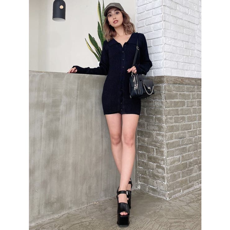 POLO collar タイトニット ワンピース[品番：MKSW0041922]｜GYDA