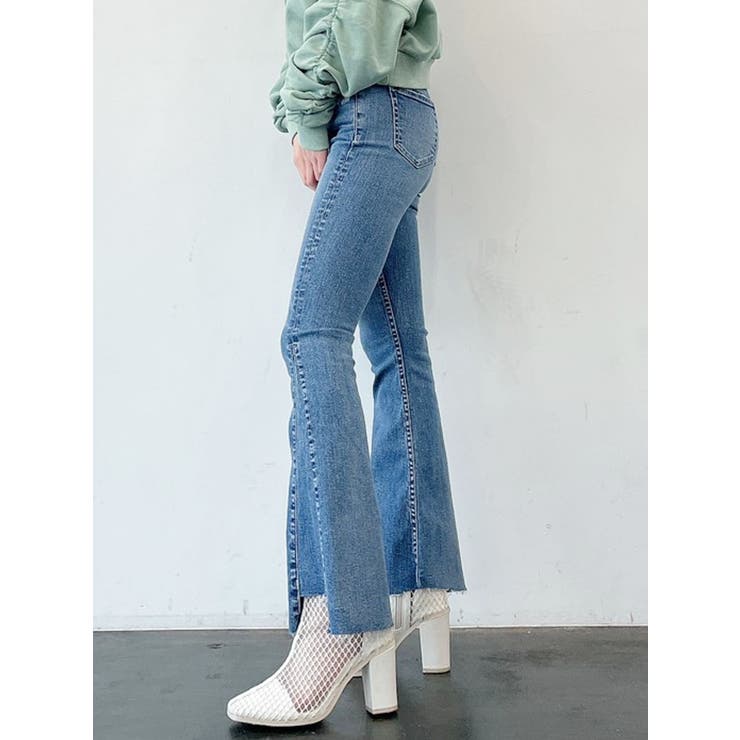 【FACETASM】フレアパンツ（新品未使用） ハイウエストBACKクロスダメージフレアデニムパンツ（デニム
