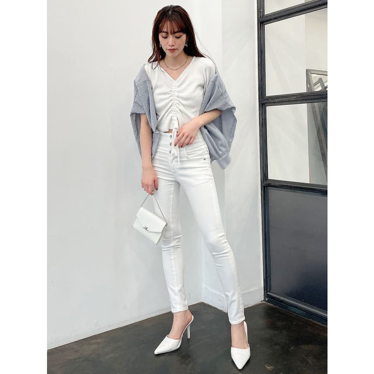 H/W ウエストクロススキニーデニムパンツ[品番:MKSW0043024 H/W ウエストクロススキニーデニムパンツ[品番:MKSW0043024