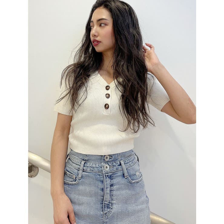 ヘンリーハーフスリーブニット TOPS[品番：MKSW0043027]｜GYDA