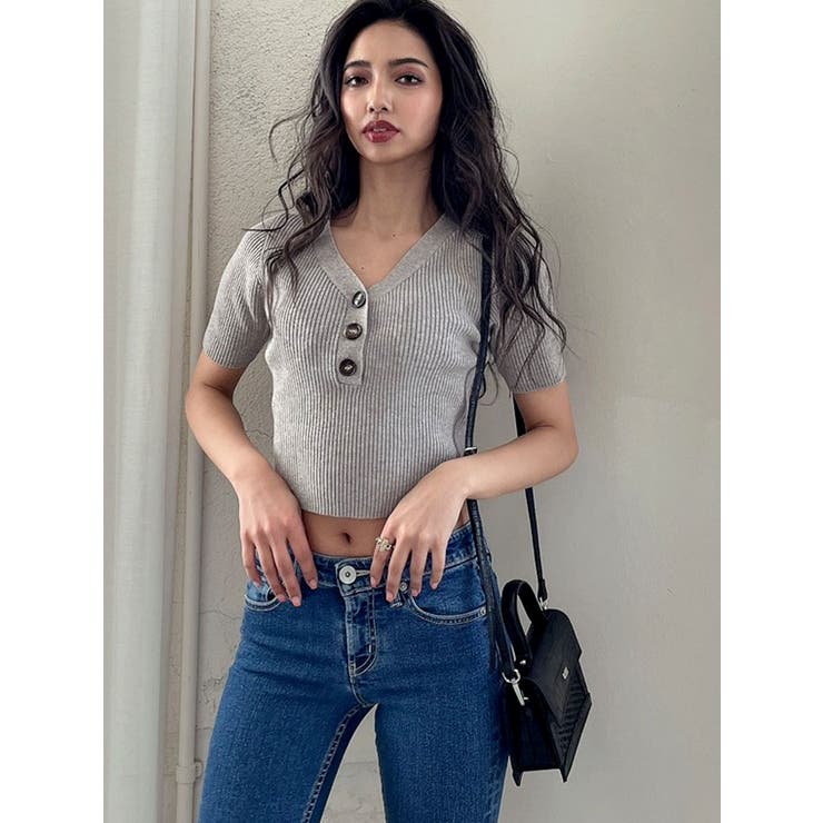 ヘンリーハーフスリーブニット TOPS[品番：MKSW0043027]｜GYDA