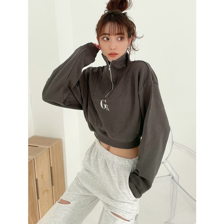 ハーフZIPショートスウェットTOPS[品番：MKSW0043806]｜GYDA（ジェイダ