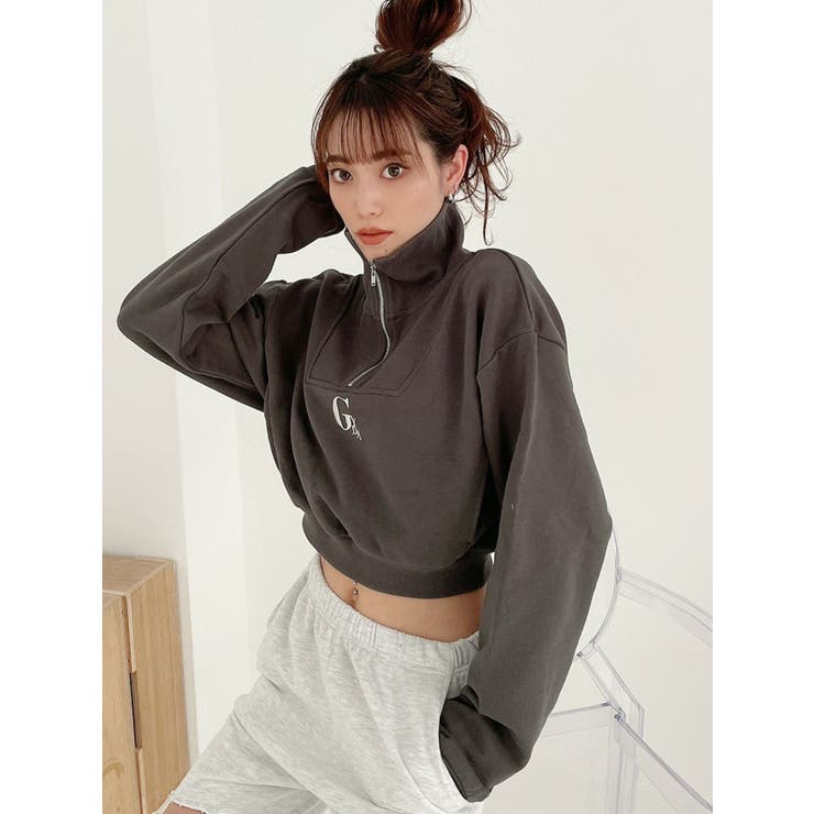 ハーフZIPショートスウェットTOPS[品番：MKSW0043806]｜GYDA（ジェイダ