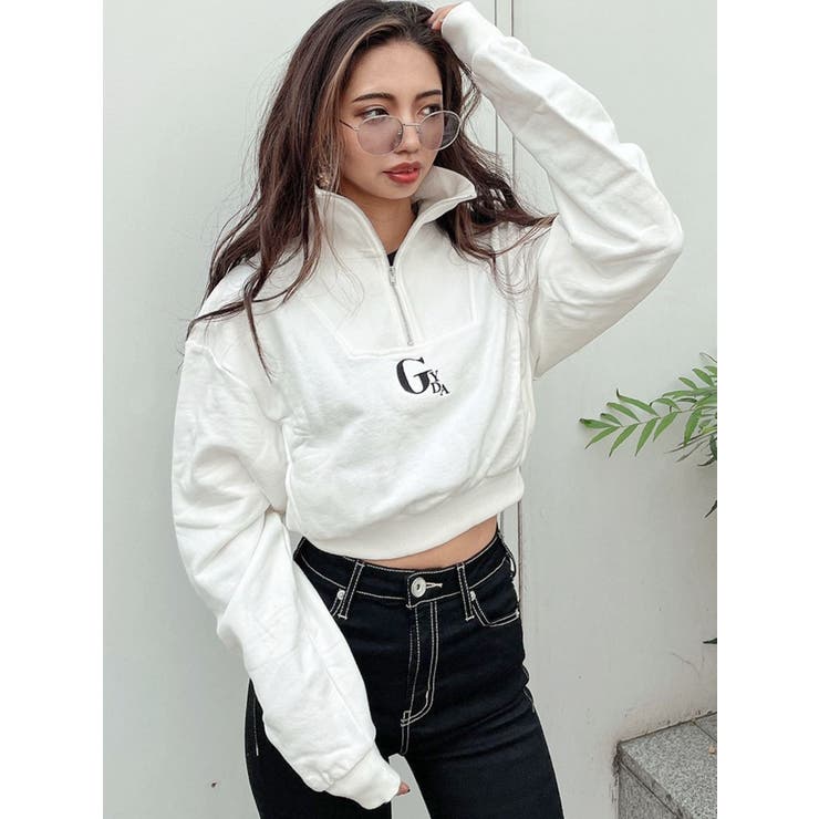 ハーフZIPショートスウェットTOPS[品番：MKSW0043806]｜GYDA（ジェイダ