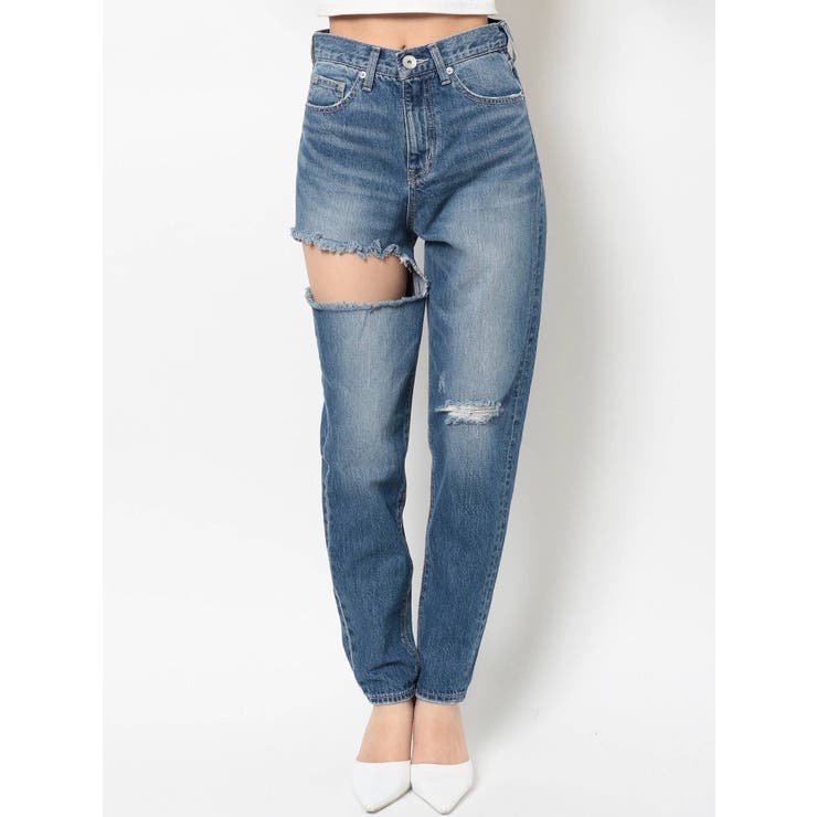 GYDA サイド ペグトップ デニムパンツ Mサイズ SIDE RIPPEDペグトップデニムパンツ[品番：MKSW0036240]｜GYDA