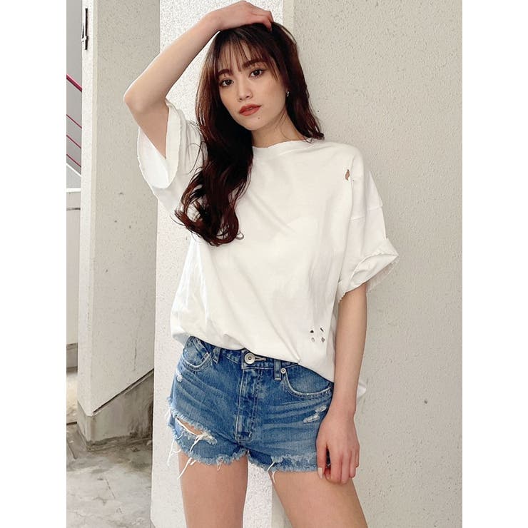 H/W FRONTダメージ デニムショートパンツ[品番：MKSW0043518