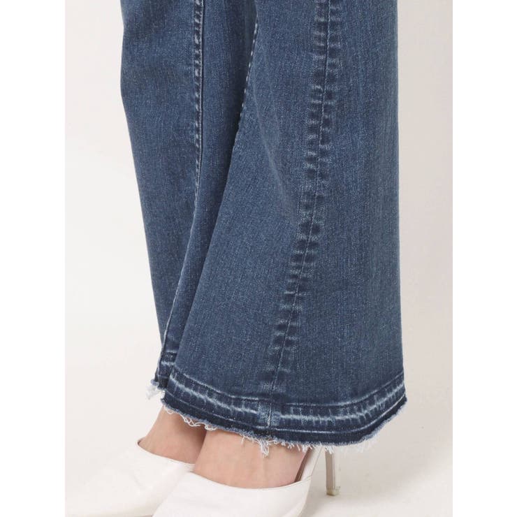 H/W SIDERIPPED SHAPELY LINEフレアデニムパンツ[品番