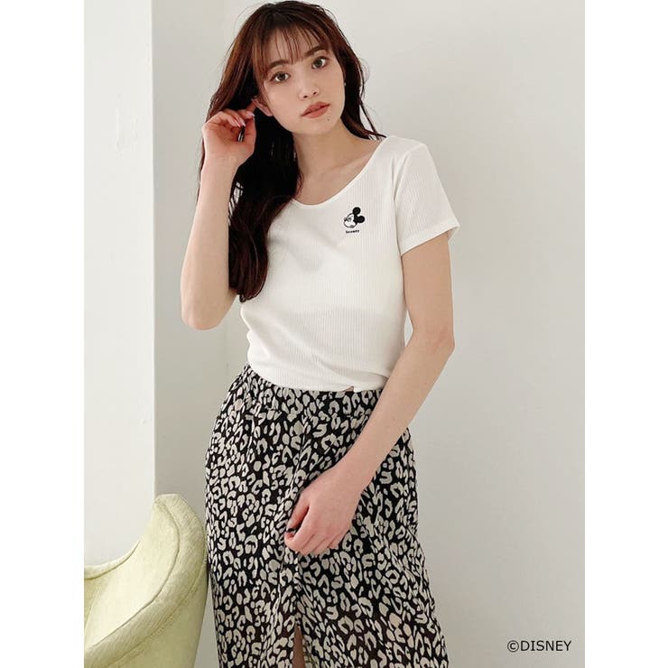 MICKEY MOUSE/FACE EMBROIDERY テレコTシャツ[品番：MKSW0043558