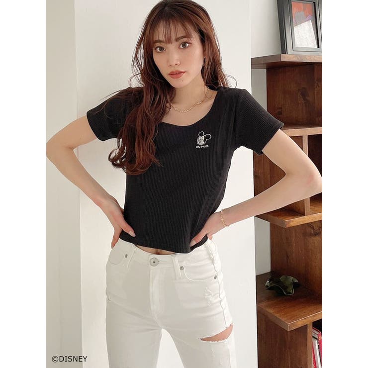 MICKEY MOUSE/FACE EMBROIDERY テレコTシャツ | GYDA | 詳細画像10 