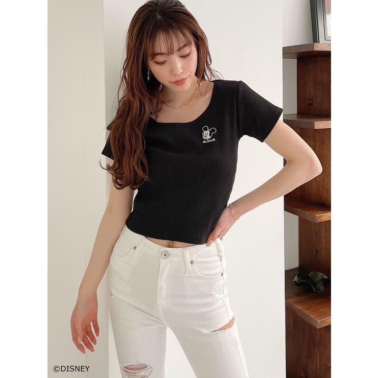 MICKEY MOUSE/FACE EMBROIDERY テレコTシャツ | GYDA | 詳細画像11 