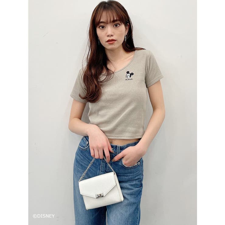 MICKEY MOUSE/FACE EMBROIDERY テレコTシャツ | GYDA | 詳細画像21 