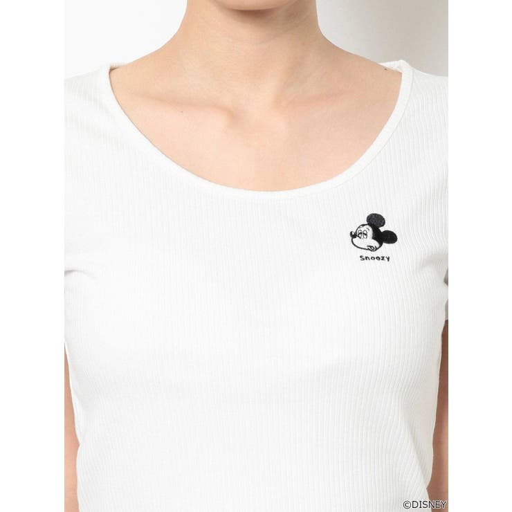 MICKEY MOUSE/FACE EMBROIDERY テレコTシャツ[品番：MKSW0043558