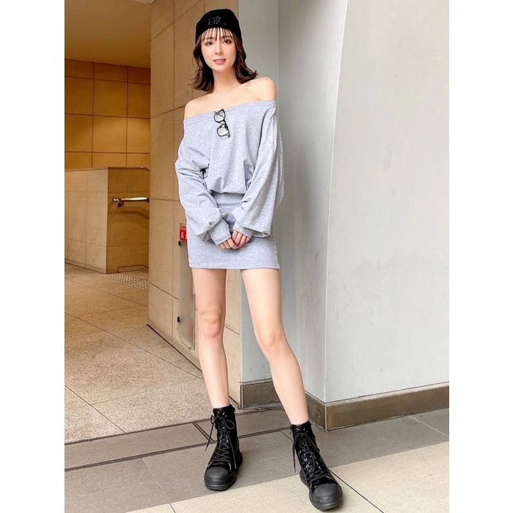 4⭐︎女の子ワンピース、24Mスウェット ドッキングオフショル スウェットワンピース[品番：MKSW0045881