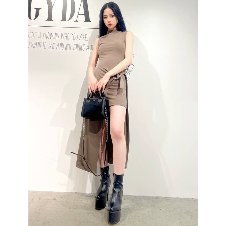 レイヤードデザイン ノースリーブワンピース[品番：MKSW0045882]｜GYDA