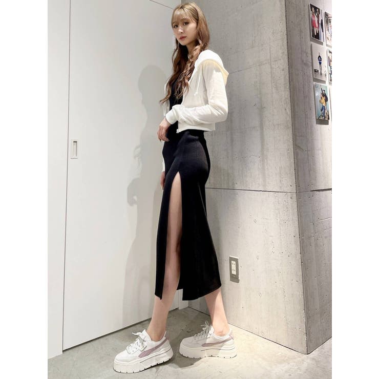 GYDA テレコDEEPスリットロングワンピース GYDA（ジェイダ）の「【WEB限定】【TINY低身長さん向け】DEEP